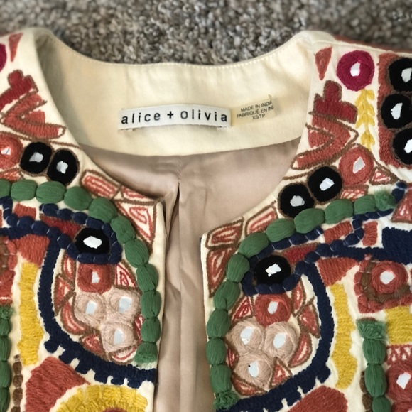 ALICE + OLIVIA Embroidered Multi Color Jacket sz XS - Picture 3 of 9